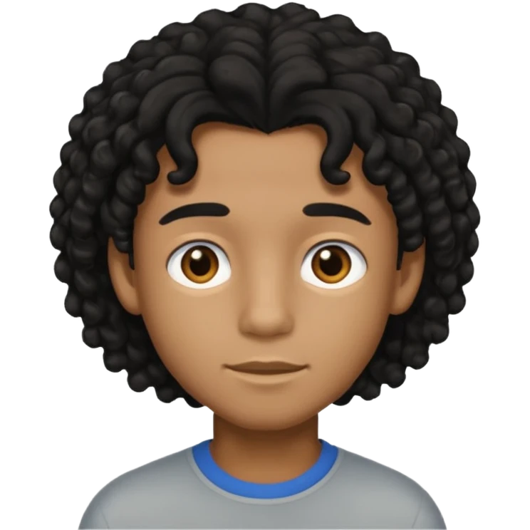 black boy with slightly long, curly black hair  emoji
