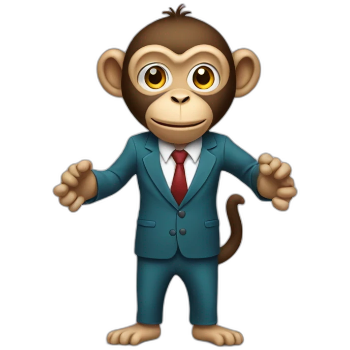 monkey professor with suit holding a sign with 2 hands emoji