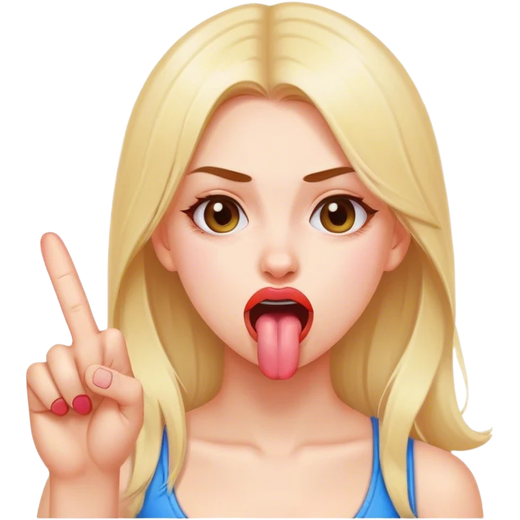 Girl sticking tongue out with middle fingers  emoji