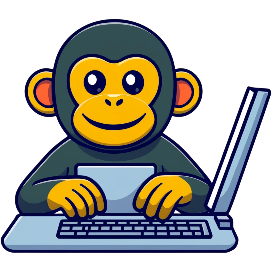 excited ape sending text messages on a computer keyboard emoji