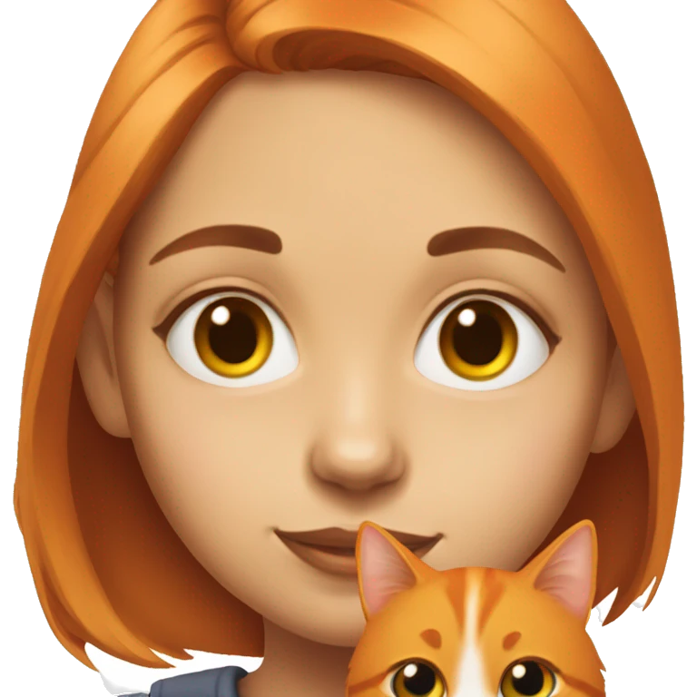 realistic portrait of girl with orange cat emoji