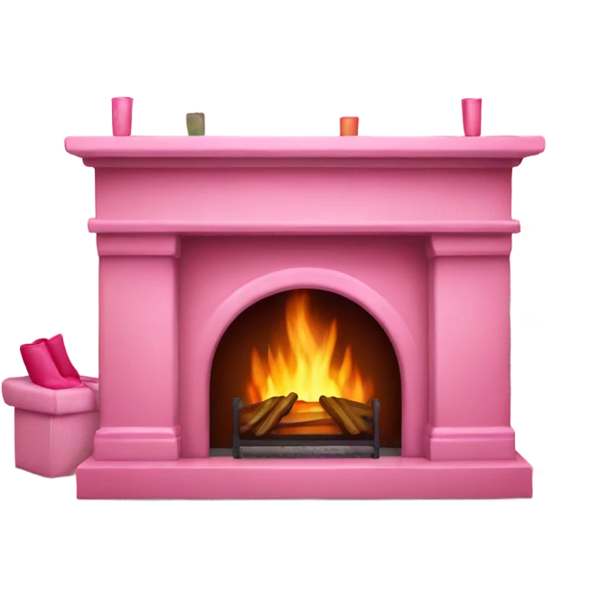 Pink fireplace with stockings emoji