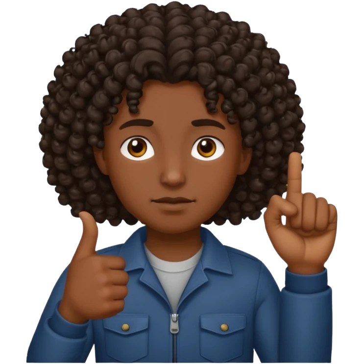 Persona de color con el pulgar arriba con el pelo colocho y más maliante emoji