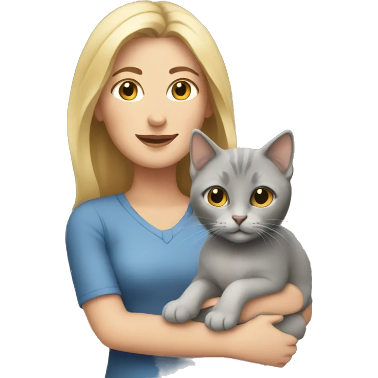 A white woman with a gray kitten emoji