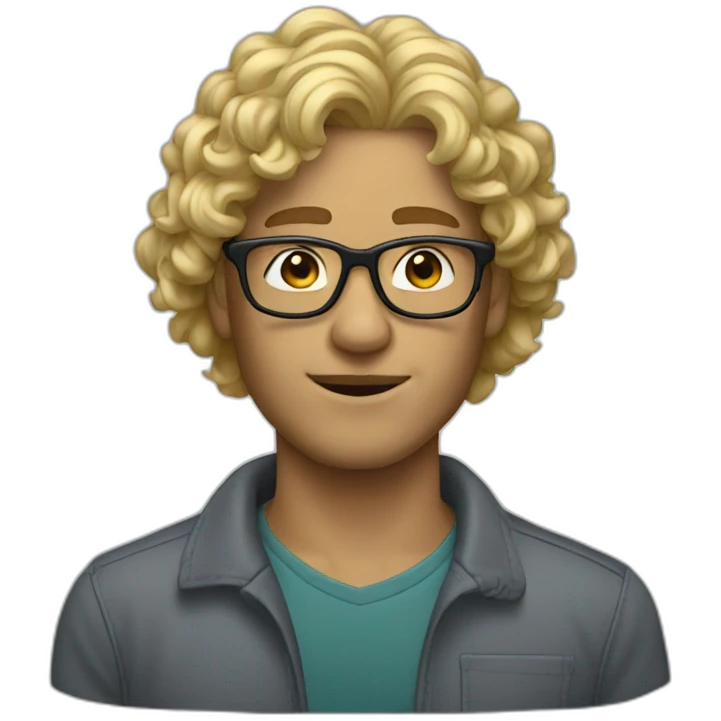 Blond man curly hair glasses emoji