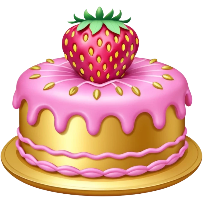 gold rococo pink inflatable puffy strawberry cake emoji