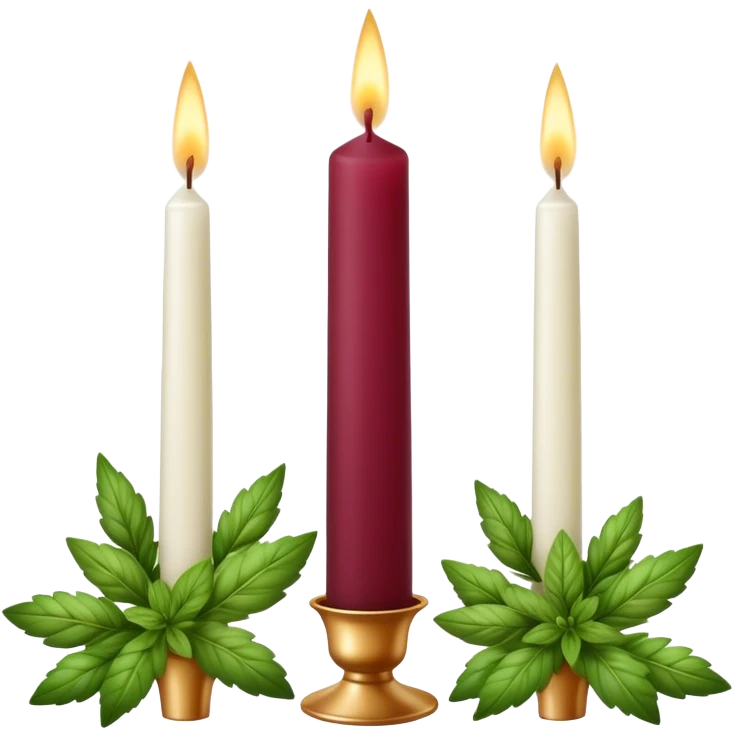 taper candles with herbs Burgundy emoji