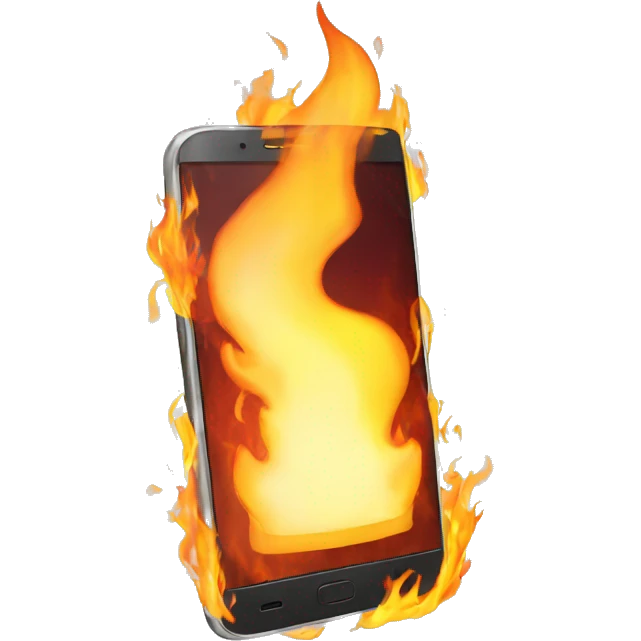 smartphone on fire emoji