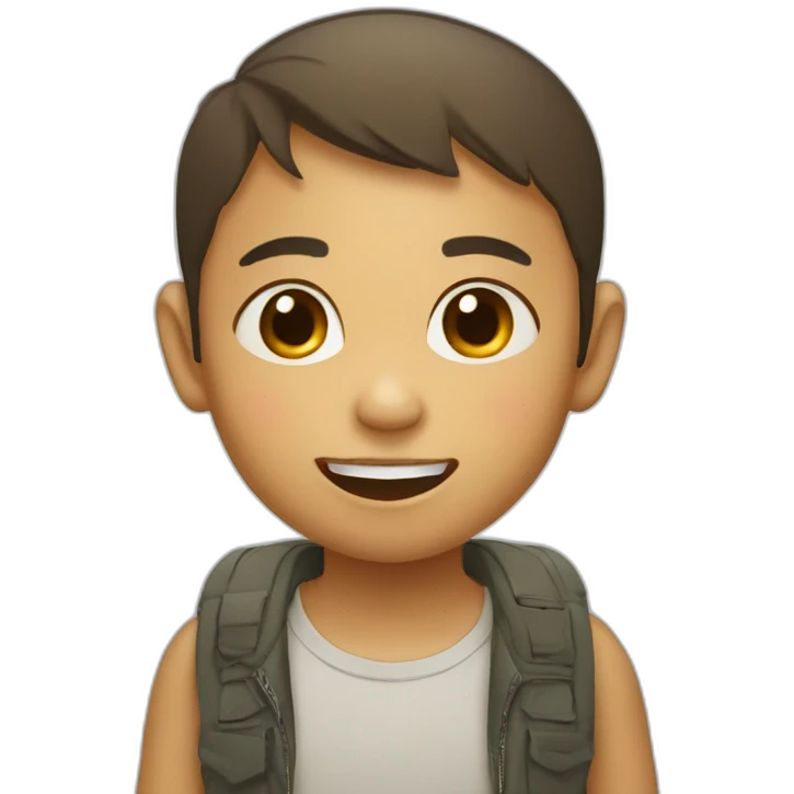 Filipino child with short hair slim lost on front tooth emoji