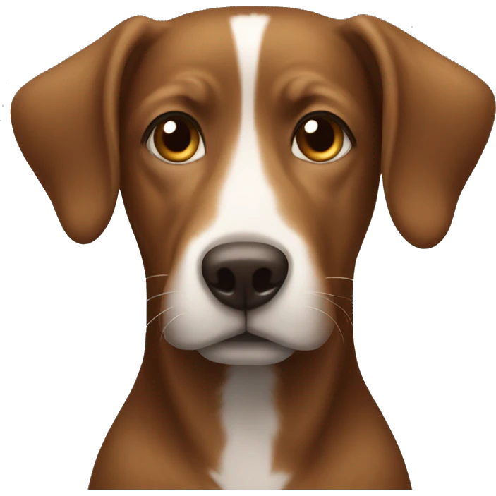 Brown dog with white stripe down face emoji