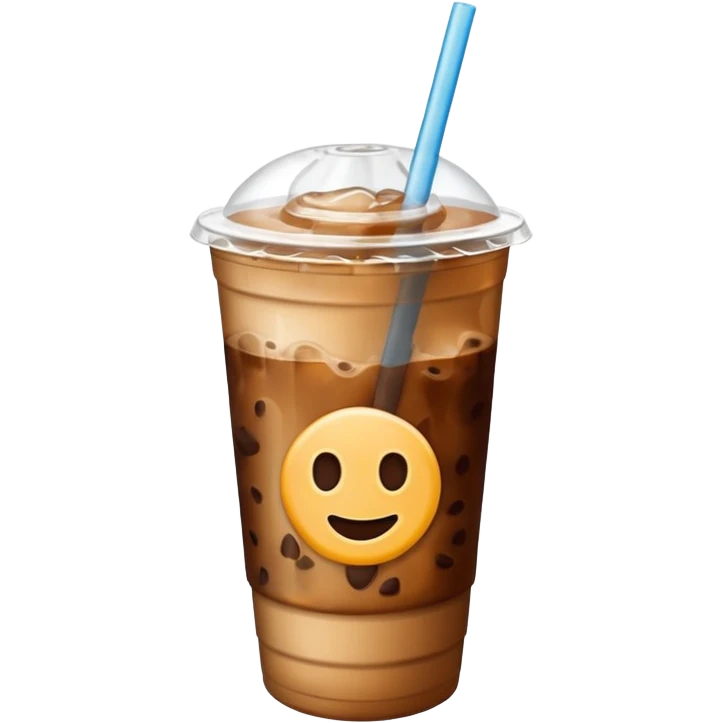  plastic cup of iced coffee with straw. emoji