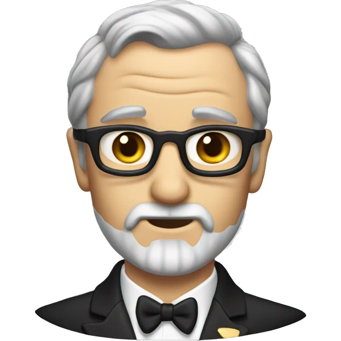 James Bond with grey beard and little hair emoji