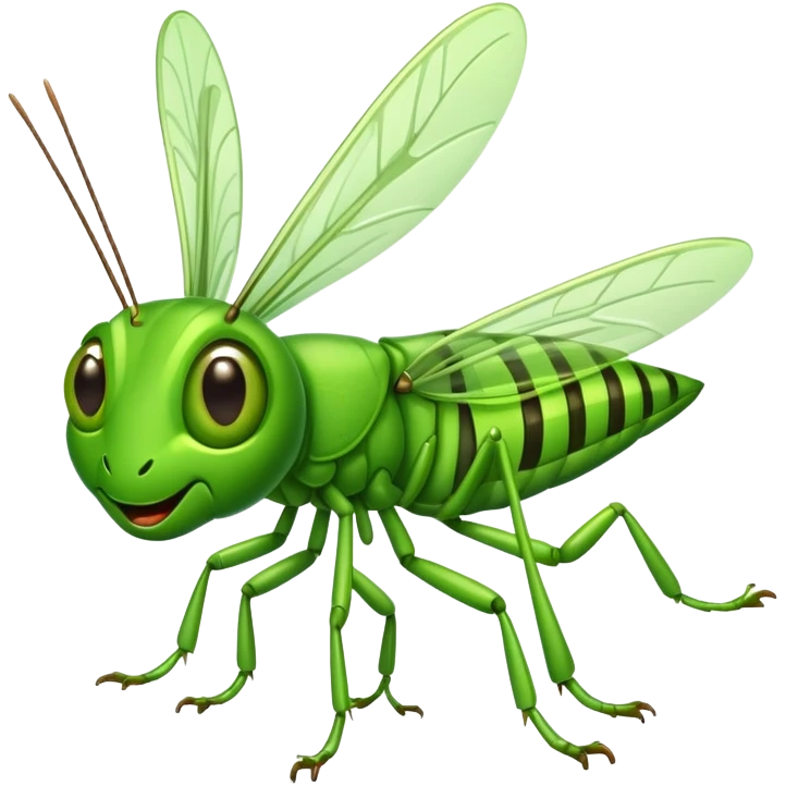 cartoon grasshopper jumping emoji
