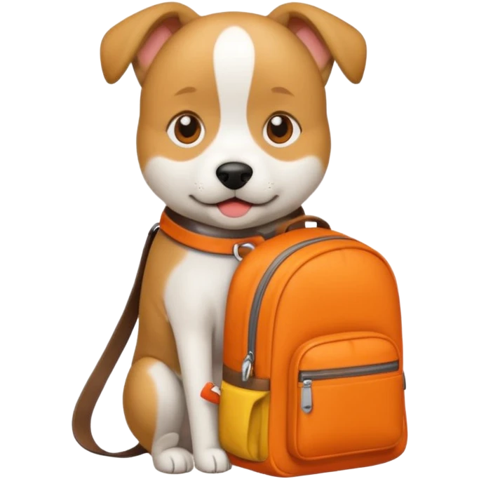 perrito repartidor de Rappi, emoji style, transparent background, with orange backpack emoji
