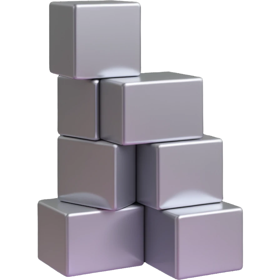 three long steel blocks, stacked, realistic 3D style, metallic texture, rectangular shape emoji