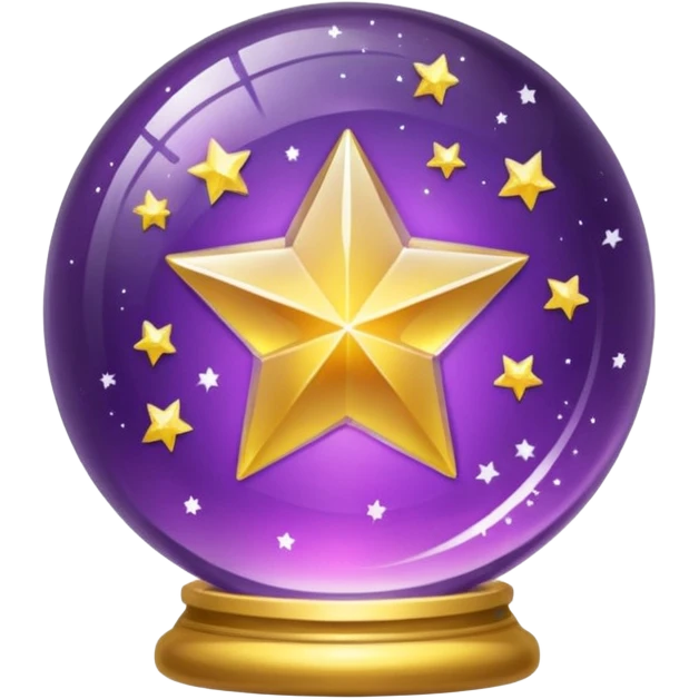 Bola de cristal roxa com estrela dourada brilhante dentro emoji