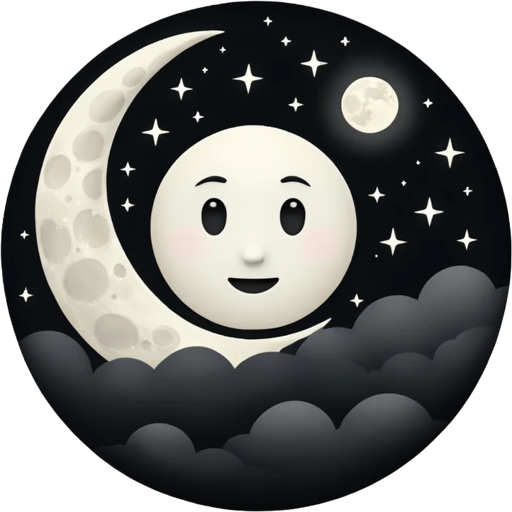  white moon in black sky emoji
