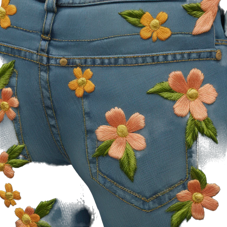 floral embroidered bell bottom jeans emoji