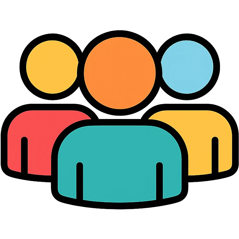 group of people, color outline icon style, minimal details emoji