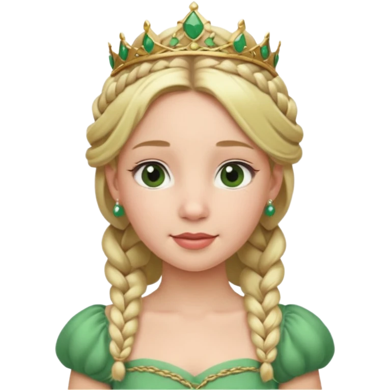 Princess in green Dress with Tiara, Braided Blonde Hair emoji