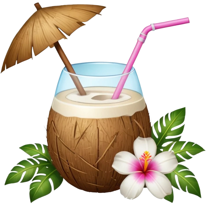 Coconut drink with flowers emoji
