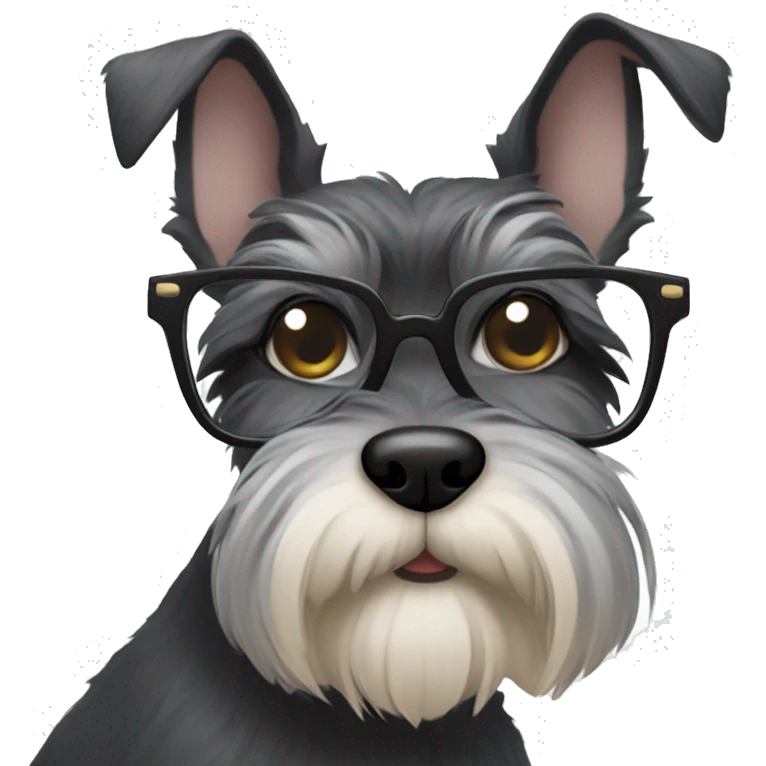 Schnauzer with glasses and cat ears emoji