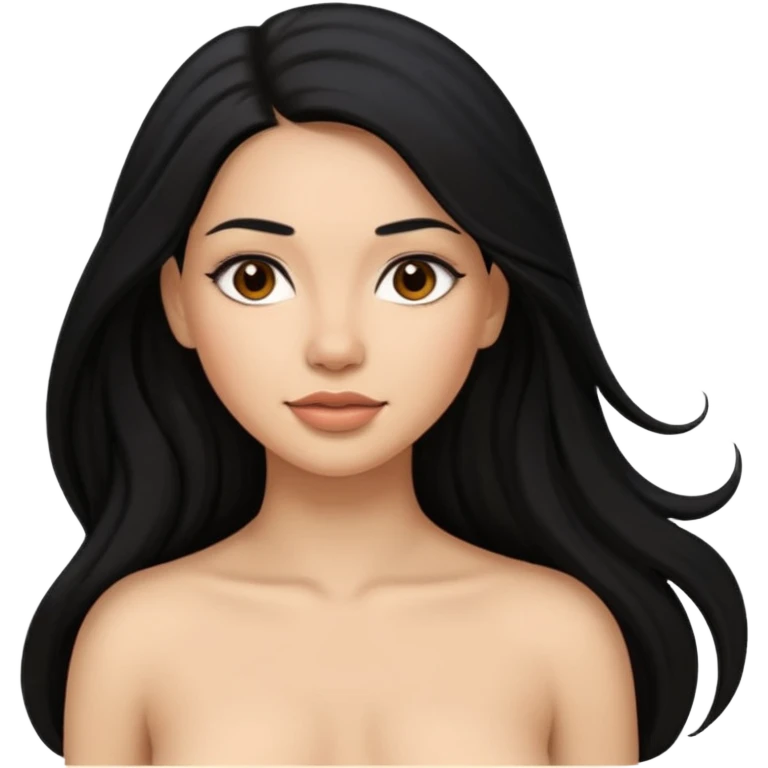 A Latina woman in a naked, long black hair emoji