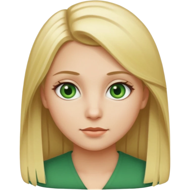 Girl with blonde straigt hair and green eyes emoji