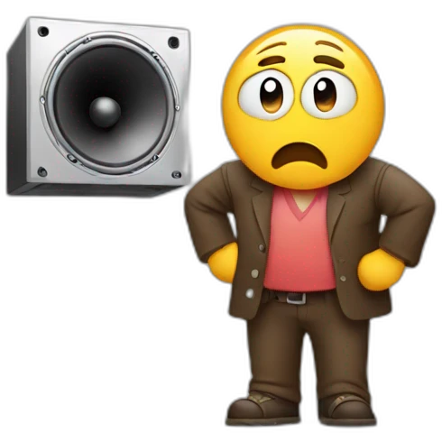 Shrugging man with speaker emoji