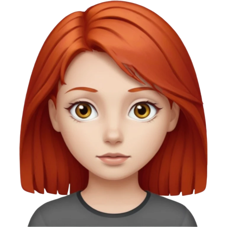 Дівчина з рудим волоссям і сірими очима emoji