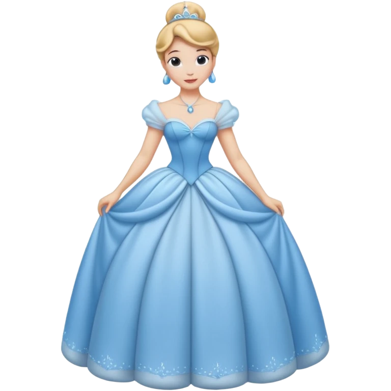 Princesa cinderella Disney com vestido grande e cheio com um coque e corpo inteiro emoji