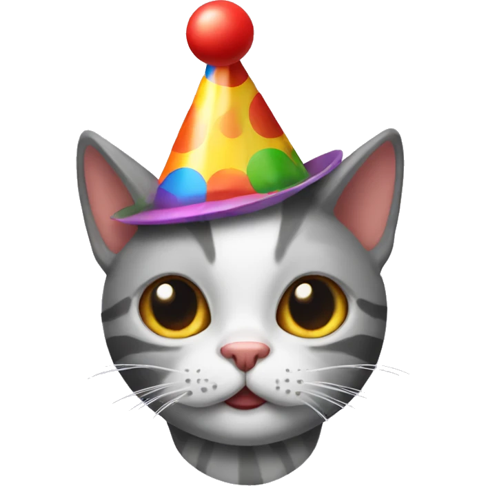 Cat wearing a clown party hat emoji