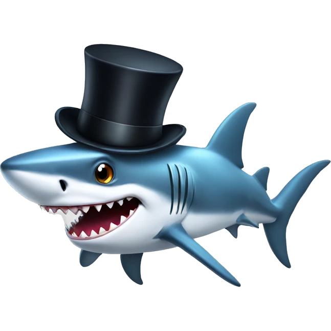 Shark with a top hat emoji