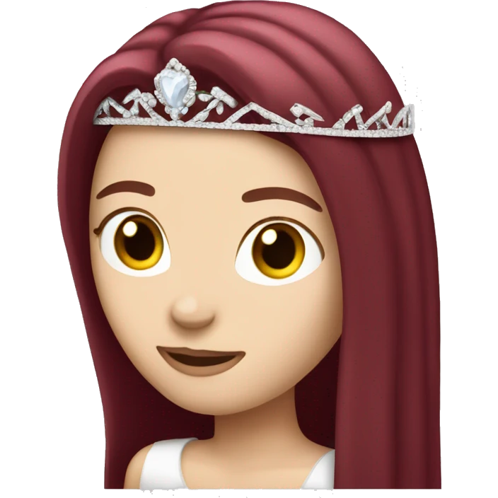 white girl with very long straight burgundy hair wearing a tiara emoji