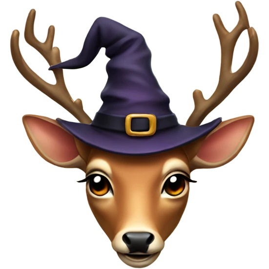 Deer with a witch hat on emoji