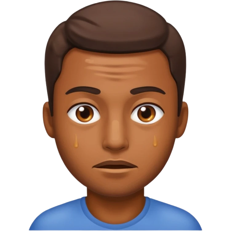 Brown skinned sweating male emoji