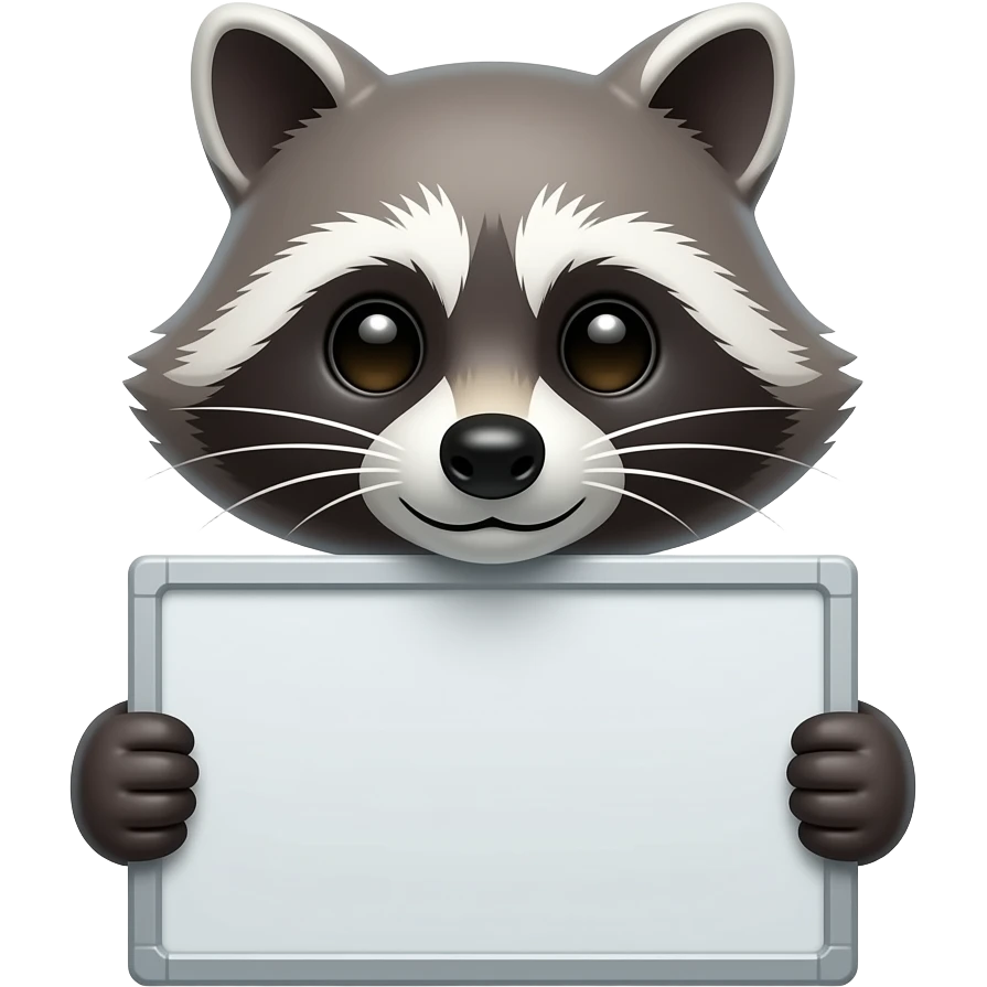 Head of A Raccoon holding a presentation emoji