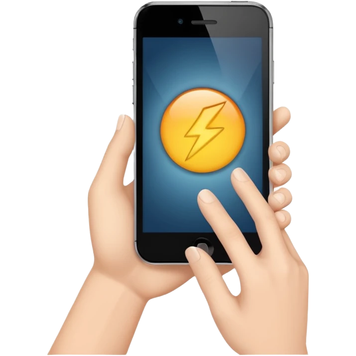 a hand holding a phone taking a picture with flash emoji