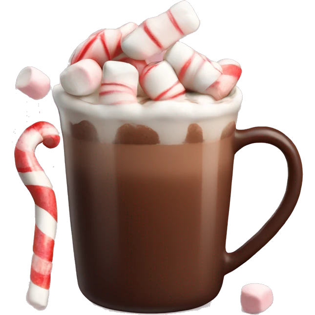 Hot chocolate with to peppermint and marshmallows emoji
