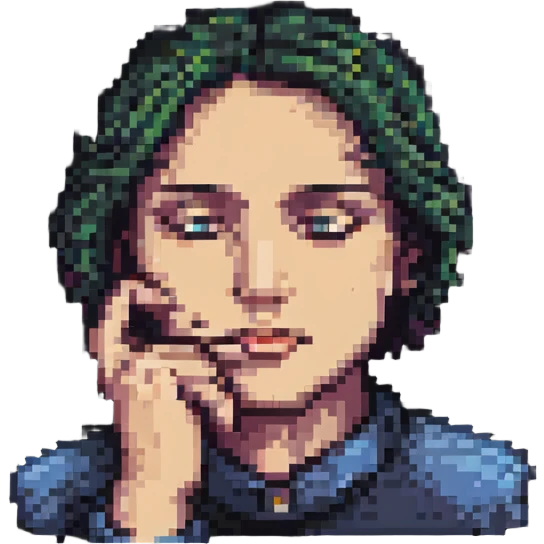 thoughtful face with hand on chin pixel art emoji