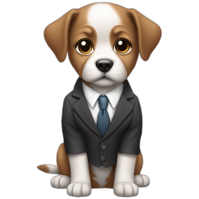 A cute puppy in a suit emoji