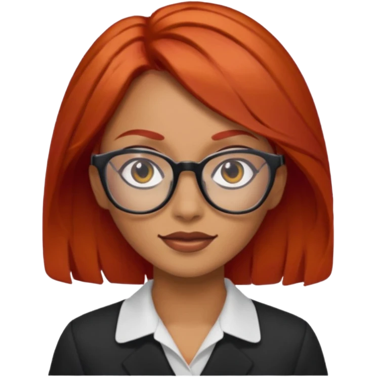 Una mujer con pelo rojo y lentes trigueña emoji