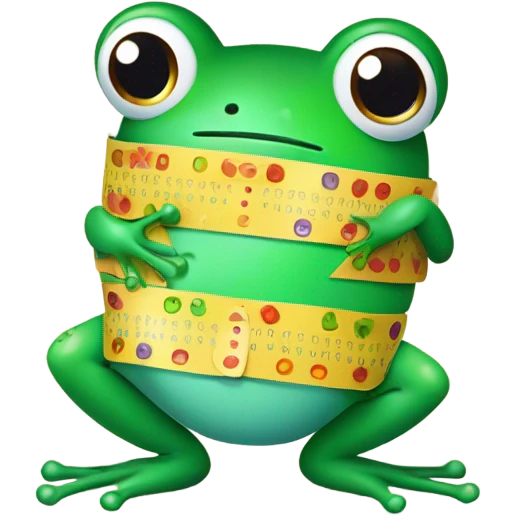 Little Frog with 3 band aids on belly emoji