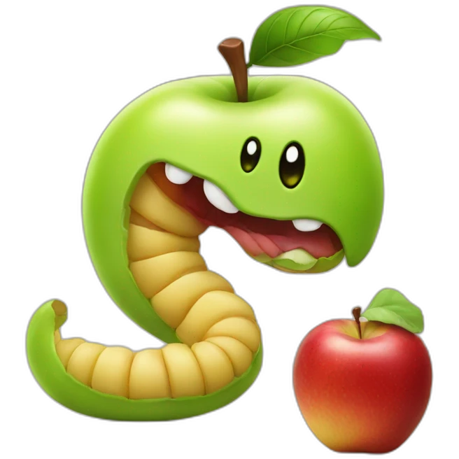Worm eating an apple emoji