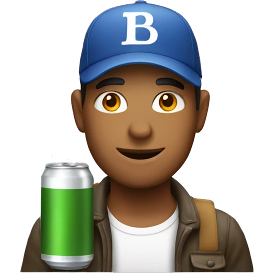 man in cap holding a can of beer emoji