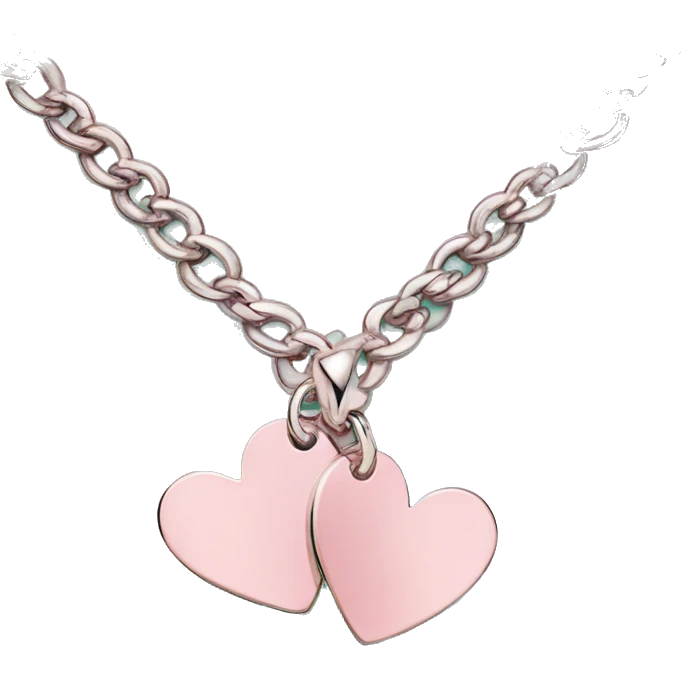 Silver Tiffany and co pink double heart necklace  emoji