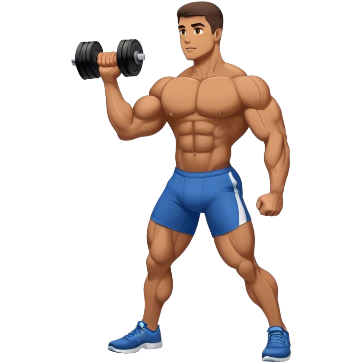 side-view bodybuilder dumbbell lunges emoji