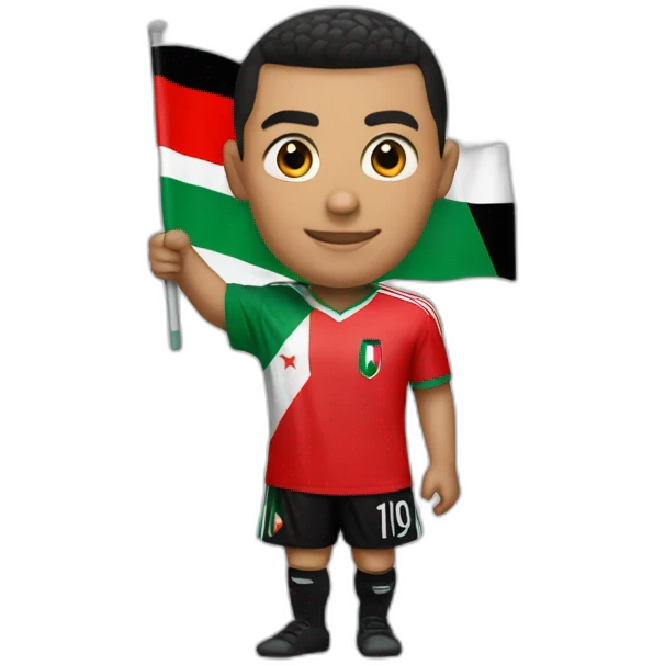 Ronaldo with the flag of palestine on the hand emoji