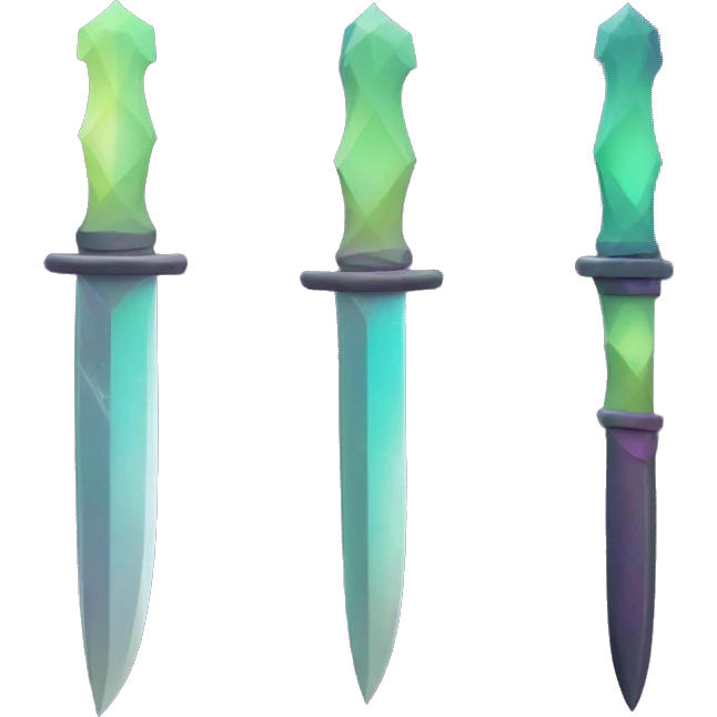 45° angle Aurora borealis purple teal lime green dagger knife sword emoji