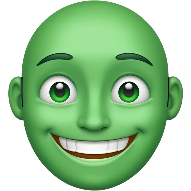 green face with a big smile emoji
